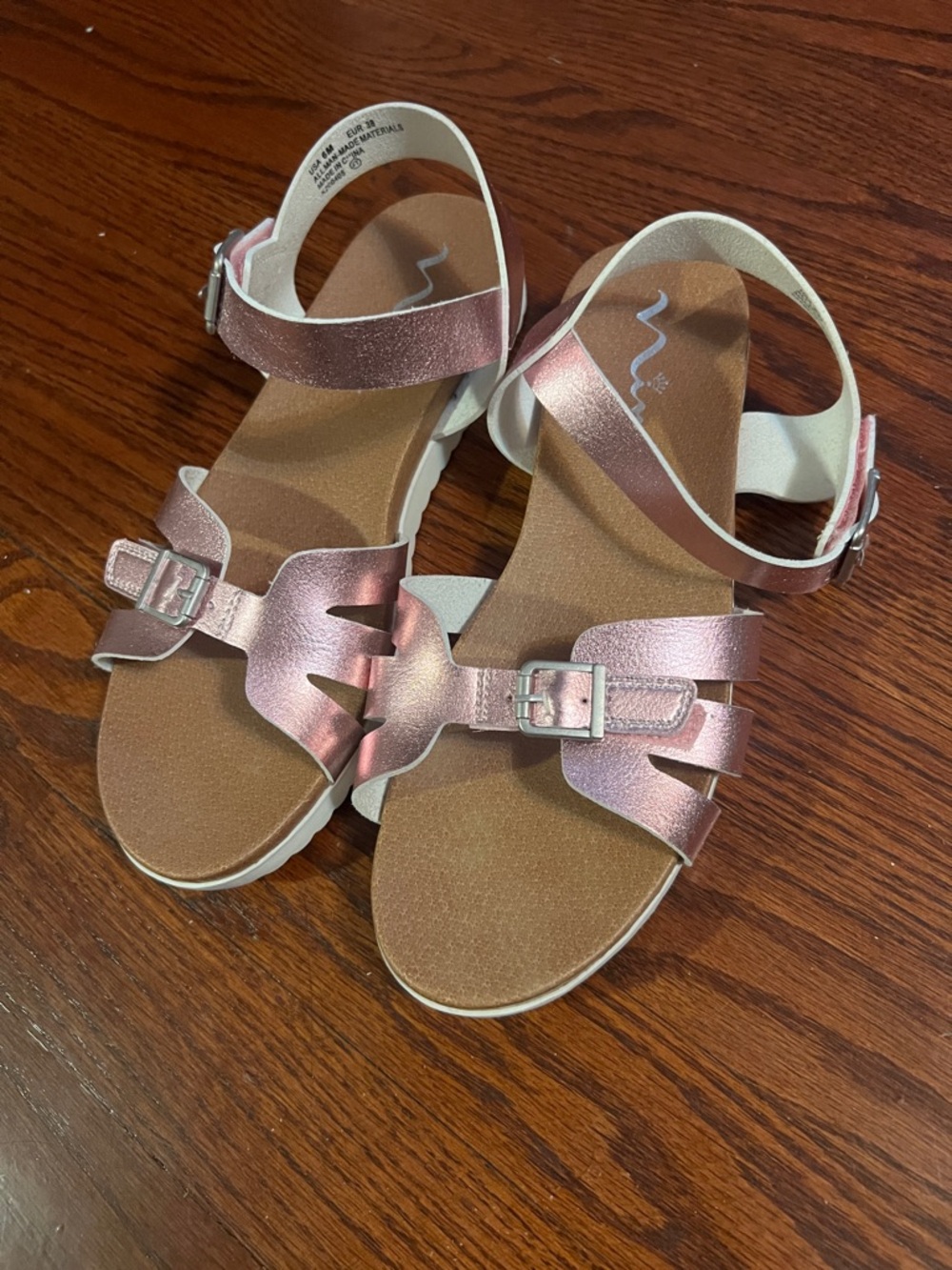 MIA Girls Rose Metallic Strap Buckle Sandals